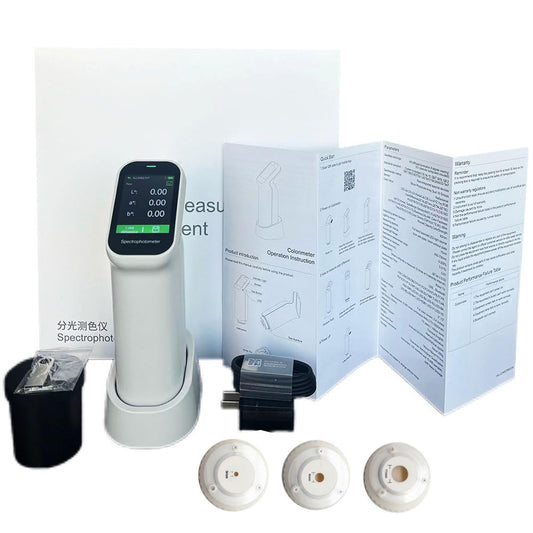 QIUSUO Laboratory Colorimeters Color Meter Color Difference Meter with Measuring Aperture 3mm 6mm 11mm Wavelength Range 400-700nm Camera Function LED+UV Light Source Software Support Andriod iOS Windows Wechat App