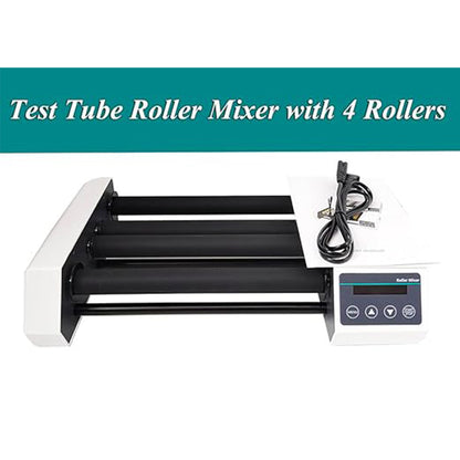 QIUSUO Digital Roller Mixer 4 Rollers Roller Mixer Lab Roller Shaker with Brushless Motor Horizontal Rolling Speed 20 to 80rpm Specs φ45 to 100mm Max Capacity 1L Reagent Bottle*2/2kg