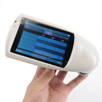 QIUSUO 20/60/85° Gloss Meters Multi-Angle Gloss Meters with Measuring Time 1.0s Division Value 0.1GU Connect to PC Display 5 Sets Of Measurement Data Save Over 5000 Data Measuring Range 20°:0~2000GU 60°:0~1000GU 85°:0~160GU