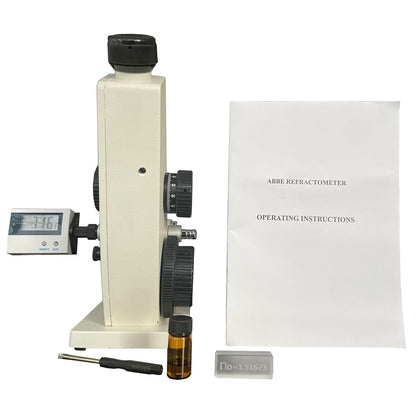QIUSUO Lab ABBE Refractometer Monochromatic Refractometer with Refractive Index nD 1.3000-1.7000 Accuracy(nD) ±0.0002 Digital Thermometer for Sugar Food Chemical