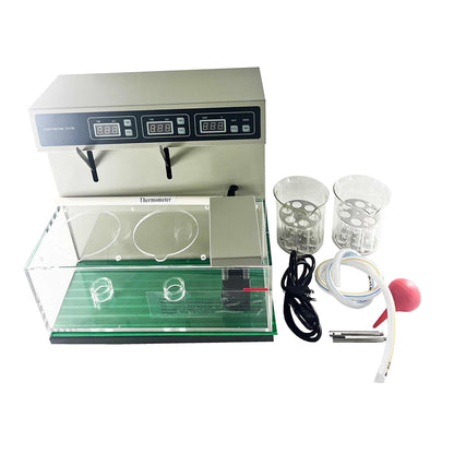QIUSUO Tablet Disintegration Testing Instruments Disintegration Test Machine with Number of Hanging Glass Tubes 12 Flat Basket Assembly 2 Micro Water Pump Circulating Water Flow Uniform Heating System