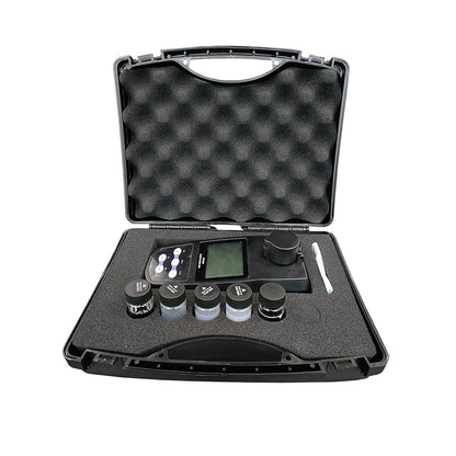 QIUSUO Handheld Turbidity Meter Lab Turbidity Instrument with Range 0~1100 NTU/FNU 0~275 EBC 0~9999 ASBC 2-5 Point Calibration 100 Groups Storage USB Interface 4 PCS Calibration Solution