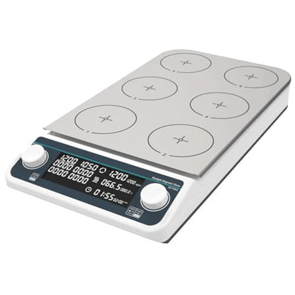 QIUSUO Multi-position Hotplate Magnetic Stirrer 6 Position Hotplate Stirrer with RPM Range 50 to 1200 RPM Number of Stirring Points 6 LCD Liquid Crystal Display 304 Stainless Steel