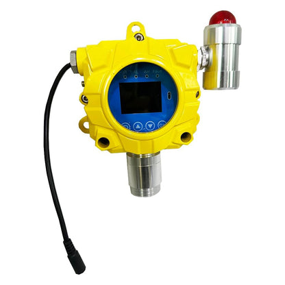 QIUSUO Fixed HCN Gas Detector Hydrogen Cyanide Gas Detector with Measuring Range 0-50ppm Resolution 0.1ppm  L-Alarm 5ppm H-Alarm 10ppm Sound Light Alarm Monitor