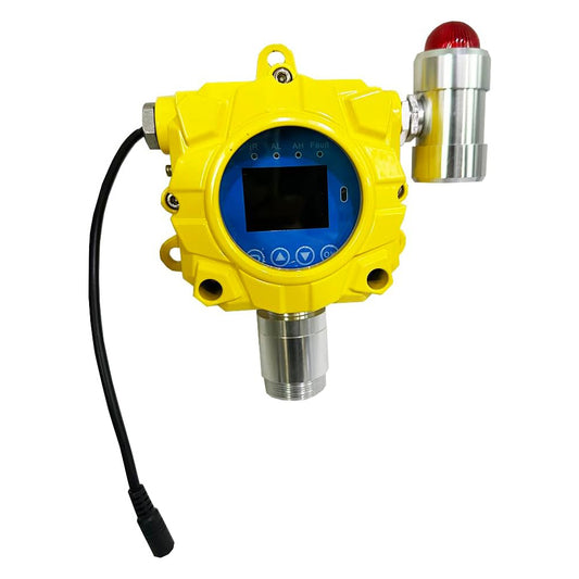 QIUSUO Fixed HCN Gas Detector Hydrogen Cyanide Gas Detector with Measuring Range 0-50ppm Resolution 0.1ppm  L-Alarm 5ppm H-Alarm 10ppm Sound Light Alarm Monitor