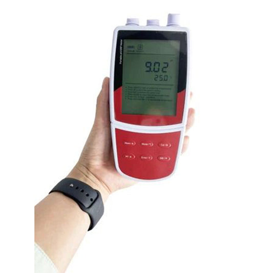 QIUSUO Lab pH Meter Digital Water pH Analyzer with Standard Calibration Solution Range -1999.9 to 1999.9 mV Stores Up to 500 Data Sets Setup Menu Contains 9 Options Manual/Auto-read Measurement Endpoint