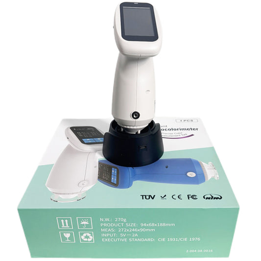 QIUSUO Digital Spectrocolorimeter Color Difference Analyzer with Observer Angle 2°/10° Inter-instrument Error within ΔE*ab 0.4 Single Aperture Φ8mm Displayed Accuracy 0.01 Wavelength Range 400-700nm Ergonomic Design Easy Measurement