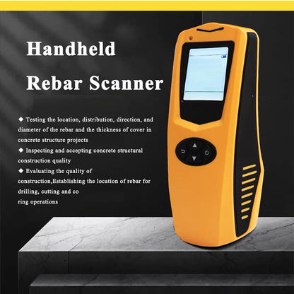 QIUSUO Handheld Concrete Rebar Scanner Digital Rebar Detector Reinforcement Scanner Steel Bar Scanner with Location Range 1 to 120mm Concrete Protective Layer Tester Rechargeable Lithium Battery