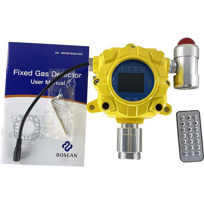 QIUSUO Fixed HCN Gas Detector Hydrogen Cyanide Gas Detector with Measuring Range 0-50ppm Resolution 0.1ppm  L-Alarm 5ppm H-Alarm 10ppm Sound Light Alarm Monitor for Gas Detection in the Metallurgical Petroleum Chemical Municipal and Other Industries