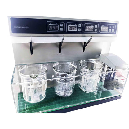 QIUSUO Tablet Disintegration Tester Tablet Disintegration Testing Instruments with Number of Hanging Glass Tubes 18 Basket Assembly 3 Timing Range (1 to 900) Minutes Timing Accuracy ±0.5min