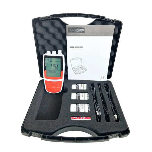 QIUSUO Multiparameter Water Quality Meter Portable Multi Parameter Water Quality Meter with Conductivity Standard Solutions Range -1999.9 to 1999.9 mV for Measuring pH ORP Ion Concentration Conductivity TDS Aalinity Resistivity Dissolved Oxygen