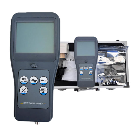 QIUSUO Dewpoint Meter Digital Dew Point Meters with 6 Testing Parameters Dew Point Temperature Range -45~120°C (-49~248°F) for Ambient Temperature Dew Point Wet Bulb Temperature Relative Humidity Absolute Humidity PPM