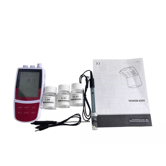 QIUSUO Handheld pH Meter Water pH Analyzer with Calibration Liquids Range -2.00 to 20.00 pH Accuracy ±0.01 pH Resolution 0.01 pH Range -1999 to 1999 mV E201-BNC pH Electrode Auto-read Function Automatic Electrode Diagnosis