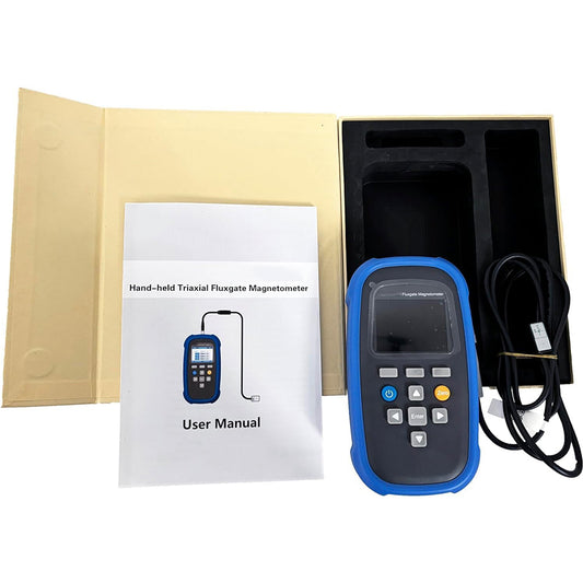 QIUSUO Three-Axis Fluxgate Magnetometer Handheld Triaxial Fluxgate Magnetometer with Unit Switch μT mG Triaxial Fluxgate Sensor Range 0 to 100μT Accuracy 1% Resolution 10nT for Magnetic Shielding Evaluation