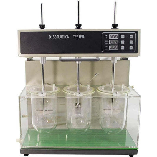 QIUSUO Dissolution Apparatus Tablet Dissolution Machine with Temp Control Range (Room Temp~ 45.0)℃ Temp Control Accuracy ±0.3℃ Eccentricity of Rotating Shaft ±2.0mm Three Cups and Three Levers One Single Row