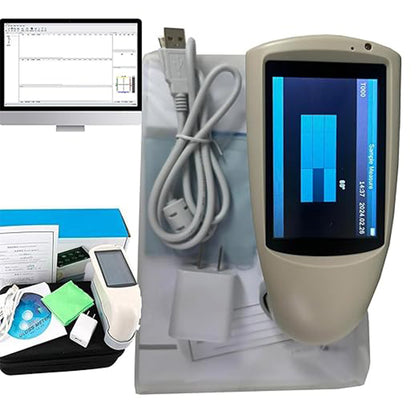 QIUSUO 20/60/85° Gloss Meter Triple Angle Gloss Meter with Measuring Range 20°:0~1000GU 60°:0~1000GU 85°：0~160GU Connect to PC Storage Basic Mode 1000 Measuring Time 0.1s Display 5 Sets Of Measurement Data Good For Comparison