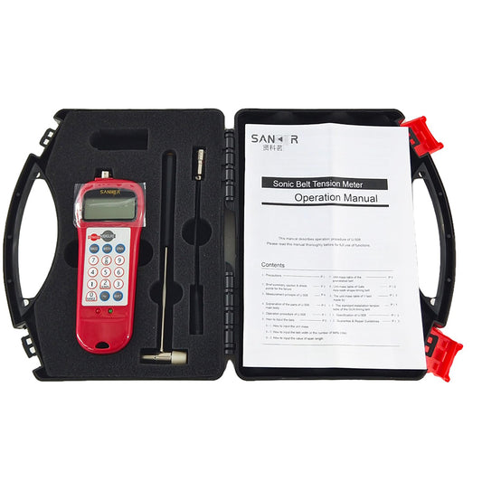 QIUSUO Portable Sonic Tension Meter Belt Tension Meter Gauge with LCD Screen Display with Backlit 500 Groups Storage Data Automatic Sensitivity Calibrationfor V-Belt Fabric Covered Belt Toothed Edge Belt Multi-vinged Belt Power Transmission Belt Etc