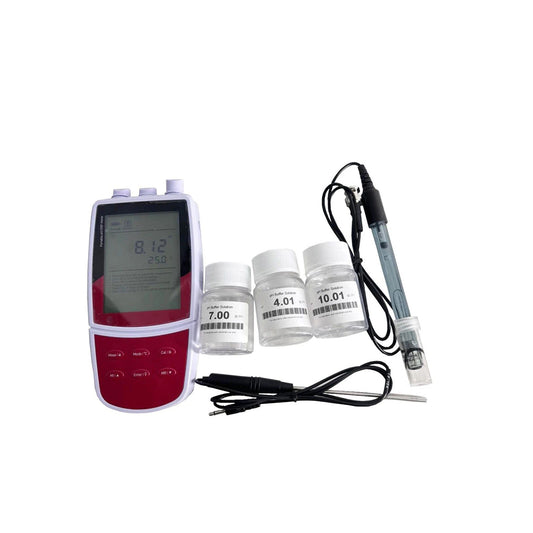 QIUSUO Handheld pH Meter Portable pH and Temperature Meter with Calibration Liquids Accuracy ±0.01 pH Range -1999 to 1999 mV Manual / Auto-read Measurement Endpoint Automatic Temperature Compensation for Measure the pH Value of Sample Solution