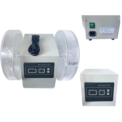 QIUSUO Tablet Friability Apparatus Friability Test Machine with High Control Accuracy Single-Channel Double-Cylinder Inner Diameter of Turntable Cylinder Φ286mm Rotation Speed Accuracy ±1 rev/min