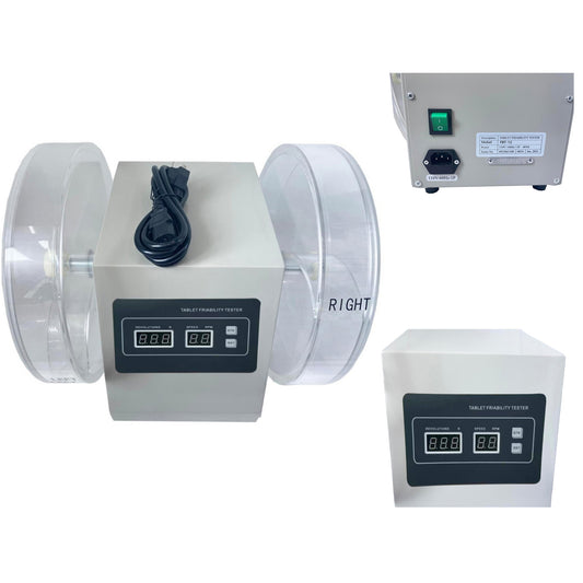 QIUSUO Tablet Friability Apparatus Friability Test Machine with High Control Accuracy Single-Channel Double-Cylinder Inner Diameter of Turntable Cylinder Φ286mm Rotation Speed Accuracy ±1 rev/min