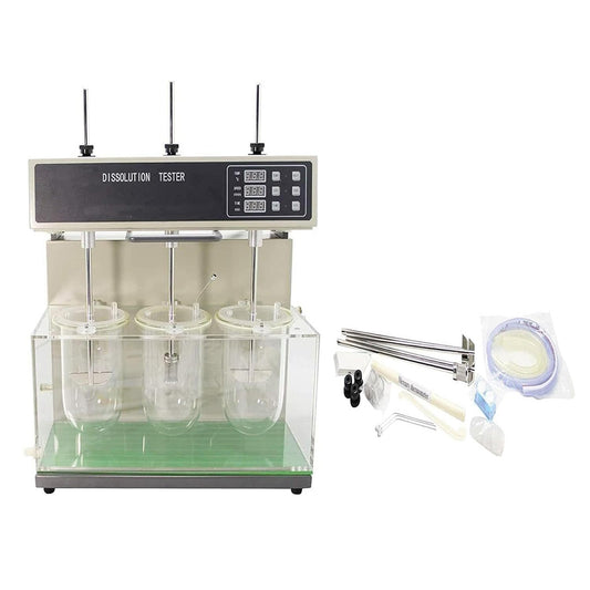 QIUSUO Dissolution Tester Dissolution Test Apparatus with Three Cups and Three Levers One Single Row Speeding Accuracy ±2rpm Speed Range (20-200) rpm Eccentricity of Rotating Shaft ±2.0mm