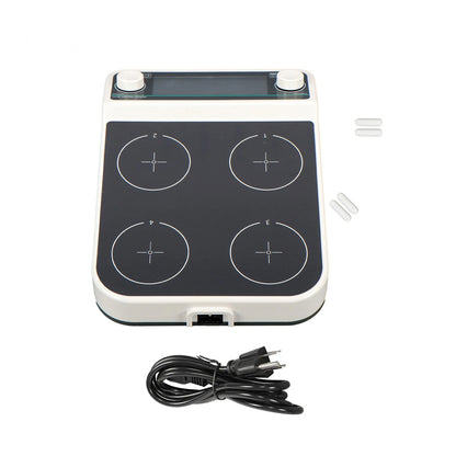 QIUSUO Multi Point Magnetic Stirrers Multi Place Magnetic Stirrer with 4 Number of Stirring Points 4 * 500 ML Max Stirring Volume Plate Size 110MM Timing and Locking Function Liquid Crystal Display