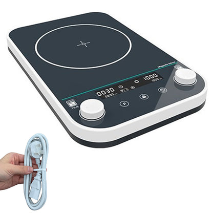 QIUSUO Large Volume Magnetic Stirrer 5L Magnetic Stirrer with Control Method Digital Display+Button+Knob Max Capacity 5L Speed Increment 5rpm Timer Range 1min-24h Workplate Size 190*190mm