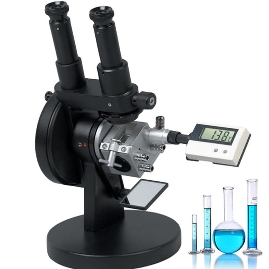 QIUSUO Lab Binocular ABBE Refractometer Abbe Digital Refractometer Brix Refractometer Binocular Abbe Refractometer with Accuracy ±0.0003 Range 1.3000-1.7000 nD 0.0-95% Brix Digital Thermometer for Liquid and Solid Substances