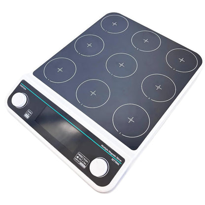 QIUSUO Digital Multi Position Magnetic Stirrer Lab Multi Point Magnetic Stirrers with Timing and Locking Function Max Stirring Volume 9 * 500 ML Plate Size 110MM Liquid Crystal Display Speed Range 50-1500 RPM Max