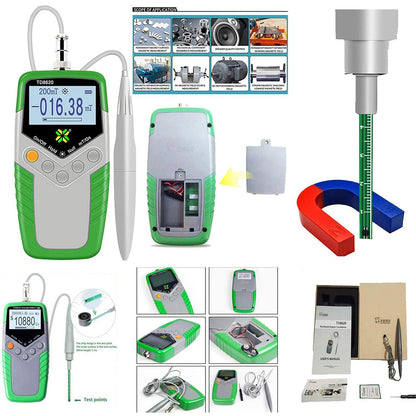 QIUSUO Digital Tesla Meter Digital Permanent Magnet Gauss Meter with 1% Accuracy 0 to 2400mT 0 to 24000Gs Resolution 0.01mT 0.1Gs