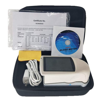 QIUSUO Gloss Meter 20 60 85 Degree Glossmeter with Measuring Range 20°:0~1000GU 60°:0~1000GU 85°：0~160GU Measuring Time 0.1s Errors±1.5 ± 1.5% Storage Basic Mode 1000 for Marble Granite Vitrified Polished Tile Pottery Brick and Porcelain Etc