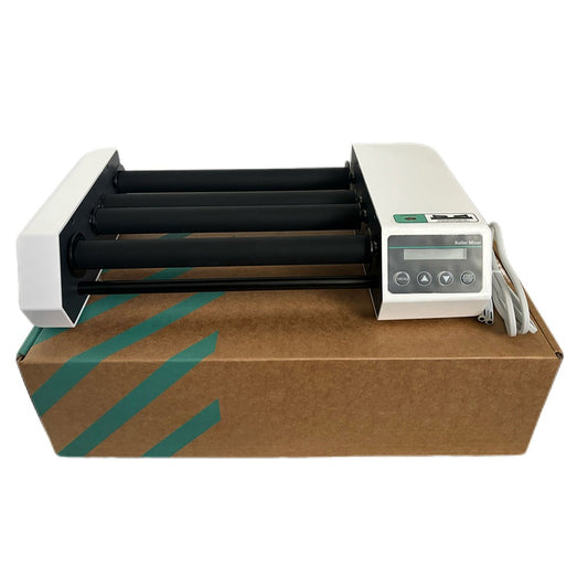QIUSUO Digital Roller Mixer 4 Rollers Roller Mixer Lab Roller Shaker with Brushless Motor Horizontal Rolling Speed 20 to 80rpm Specs φ45 to 100mm Max Capacity 1L Reagent Bottle*2/2kg