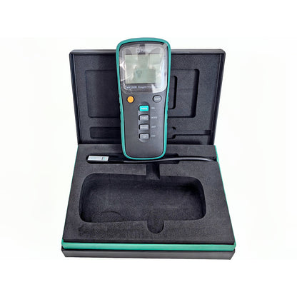 QIUSUO Handheld Fluxgate Magnetometer Weak Magnetic Field Tester with Measuring Range 0~2000μT μT mG Unit Switch 5-Digits Display N/S Polarity Display Frequency Range DC～400 Hz Fluxgate Probe Input Interface for Fragmentation Processing Security Check