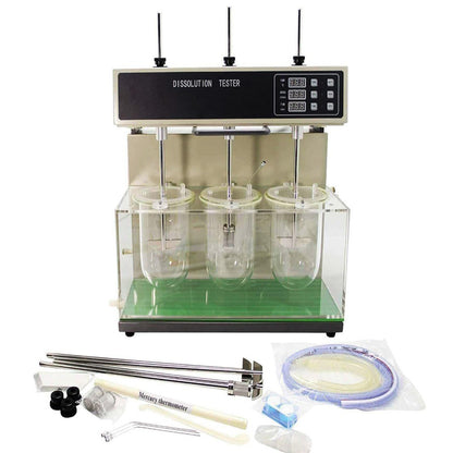QIUSUO Tablet Dissolution Test Apparatus Tablet Dissolution Testing Instruments with Three Cups and Three Levers One Single Row Timing Range (5～900)min (6 Points) Timing Accuracy ±0.3%
