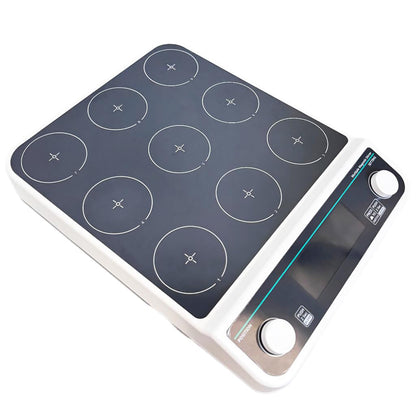 QIUSUO Multipoint magnetic stirrers 9 Point Magnetic Stirrers with 9 Number of Stirring Points 9 * 500 ML Max Stirring Volume Plate Size 110MM Liquid Crystal Display Asynchronous Control Timing and Locking Function