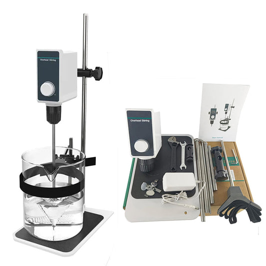 QIUSUO Overhead Mixer Overhead Mixer with Max Amount of Stirring(H2O) 5L Max Torque 10N.cm Clamping Diameter Range of Drill Chuck 1 - 10 mm Brush Motor Power 20W RPM 200-1500rpm Max Torque 10N.cm