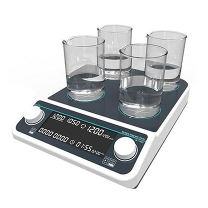 QIUSUO Multiple Magnetic Stirrer Digital Multi Position Magnetic Stirrers with Timing and Locking Function Number of Stirring Points 4 Max Stirring Volume 4*500 ML Timing 1min - 19h59min
