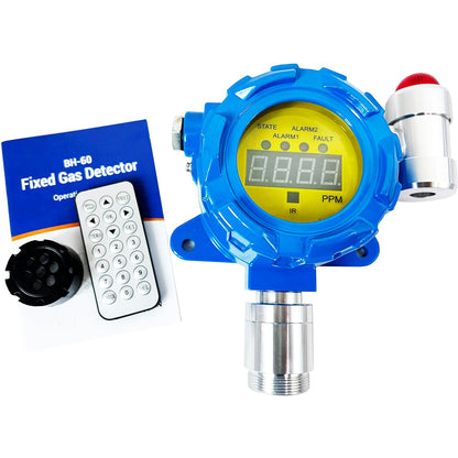 QIUSUO C6H6 Gas Detector Fixed Benzene Gas Monitor with L-alarm 10ppm H-alarm 20ppm Measuring Range 0-100ppm Single Input 4-20mA and RS485 for Detecting Gas of Metallurgical Industry and Refinery