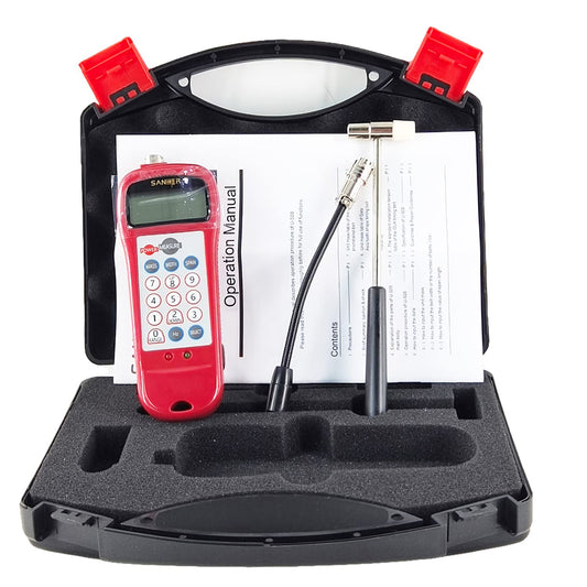QIUSUO Digital Sonic Tension Meter Portable Sonic Belt Tension Tester for V-belts Fabric Covered Belts Toothed Edge Belts with Tension Range 0.01-99900N Frequency Range 10Hz-5000Hz LCD Screen Display with Backlit