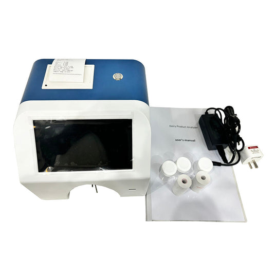 QIUSUO Lab Milk Analyzer Dairy Composition Analyzer Tester for Laboratory Cow Milk Fat Tester Dairy Analyzer with 7-inch Touch Screen USB Interface Thermal Printer