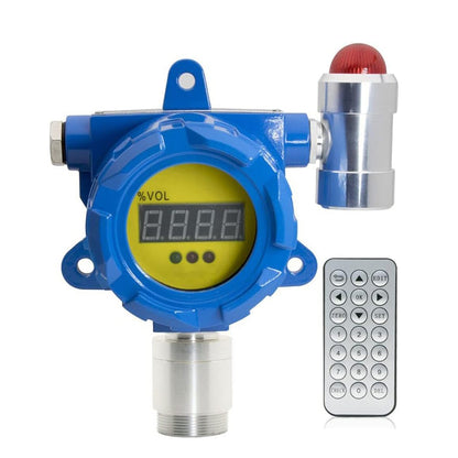 QIUSUO C6H6 Gas Detector Fixed Benzene Gas Monitor with L-alarm 10ppm H-alarm 20ppm Measuring Range 0-100ppm Single Input 4-20mA and RS485 for Detecting Gas of Metallurgical Industry and Refinery