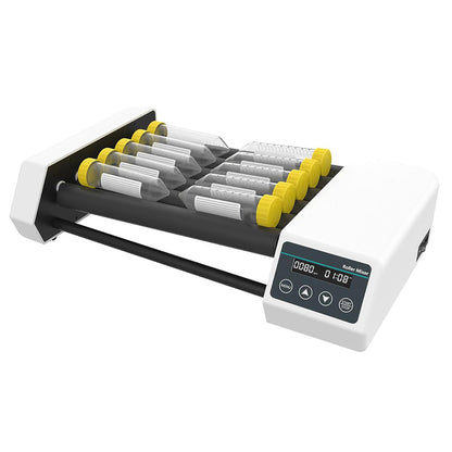 QIUSUO Laboratory Roller Mixer Test Tube Roller Mixer with 6 Rolls Speed Range of 20-80rpm Brushless Motor Max Capacity 12 * 50ml Centrifuge Tube / 0.6kg Horizontal Rolling