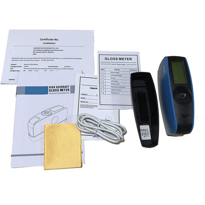 QIUSUO Tri-Angle Gloss Meter Tri-angle Gloss Meter 20 60 85 for Paints Coating Plastics Ink Rubber Printing Paper Glass Handware Ceramic Marble Etc with Measurement Range 20°:0-2000GU;60°:0-1000GU;85°:0-160GU