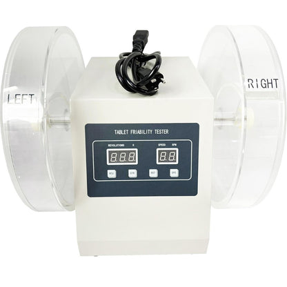 QIUSUO Tablet Friability Tester Dual Drum Friability Tester for Check Friability and Physical Strengths of Uncoated Tablets with Number of Turntable Cylinders 2 Rotation Speed Range 20-90)rpm