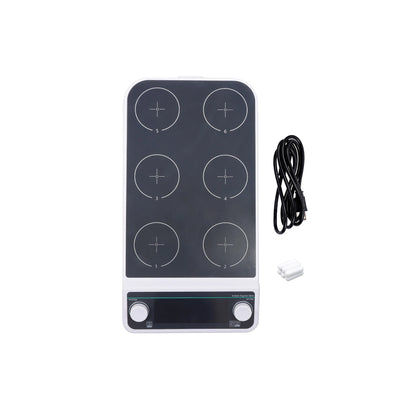 QIUSUO Multi-position Magnetic Stirrer 6 Multi Position Digital Magnetic Mixer with 6 Number of Stirring Points 6 * 500 ML Max Stirring Volume Plate Size 110MM Timing and Locking Function Liquid Crystal Display