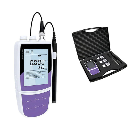 QIUSUO Sodium Ion Meters Lab Sodium Ion Meter with USB Communication Interface Calibration Fluid Range 0.002 to 69000 ppm and -1999.9 to 1999.9 mV Accuracy ±0.5% F.S. 2 to 5 Points Calibration for Testing Na Ion