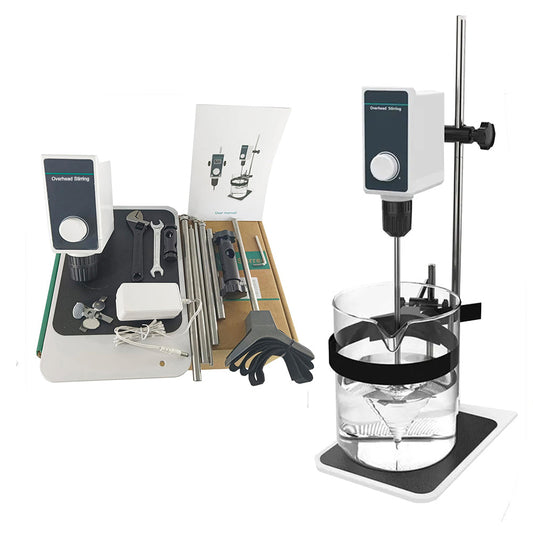 QIUSUO Overhead Stirrer Mixer Electric Overhead Stirrer with Max Torque 10N.cm RPM 200-1500rpm Max Amount of Stirring(H2O) 5L Clamping Diameter Range of Drill Chuck 1 - 10 mm Power 20W for Mixing Paints Dyes Reagents and Other Liquids