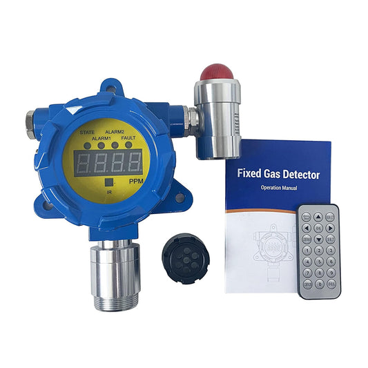 QIUSUO Hydrogen Cyanide Gas Detector HCN Gas Detector with Measuring Range 0 to 50ppm Resolution 0.1ppm Wall-Mounted 4-20mA and RS485 Input Explosion-Proof Water-Proof for Combustible and Toxic Gas Leakage Detection