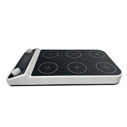 QIUSUO 6 Position Magnetic Stirrer Digital Multi Position Magnetic Stirrer with 6 * 500 ML Max Stirring Volume Plate Size 110MM Timing 1min - 19h59min LCD Display RPM 50-1500 RPM Timing and Locking Function