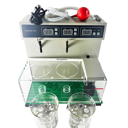 QIUSUO Tablet Disintegration Tester Automatic Disintegration Tester with Minimum Spacing of Screen Mesh (25±2)mm Timing Range (1 to 900) Minutes Timing Accuracy ±0.5min Double Cups and Two Channels